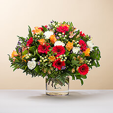 Bloemen online bestellen bij Gift.be: Het seizoensboeket wordt artisanaal gemaakt in het atelier en onze bloembinders maken het boeket met de fijnste bloemen van de dag.