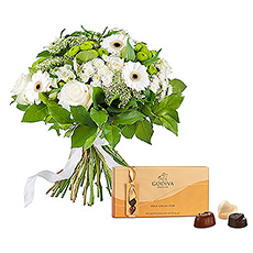 Simply White Bouquet & Chocolates