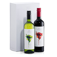 Profitez de ce duo merveilleux de vins Fairtrade qui est présenté dans une luxueuse boîte-cadeau blanche.