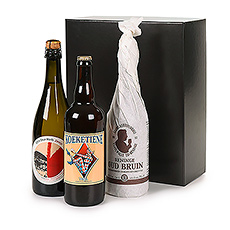 Een bijzonder geschenk voor een bijzonder iemand: een heerlijk trio van Belgisch bier en mousserende wijn uit de West-Vlaamse regio.