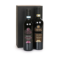Dit is een prachtig duo Italiaanse rode wijnen van Bottega, een welkomstgeschenk voor iedereen die houdt van een heerlijk glas wijn bij lekker eten.