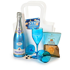 Champagne Pommery Ice, verres et amuse-bouches dans un sac cadeau Koziol
