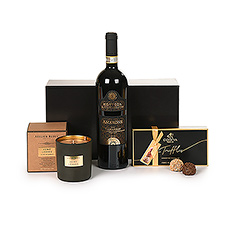 Atelier Rebul Hemp Leaves geurkaars, Amarone Valpolicella wijn & Godiva truffels