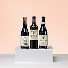 Proef de gevarieerde smaken van Europese rode wijnen in dit prachtige trio van wijnen uit Frankrijk, Spanje en Italië.