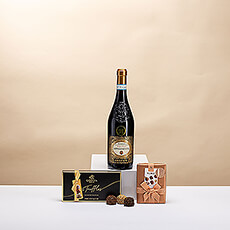 De rijke combinatie van een robijnrode Italiaanse wijn met Belgische chocolade mag je niet missen. Ontdek de geneugten van Neuhaus Timeless Masterpieces met verse melk-, donkere en witte chocolade en Godiva truffels en parels.
