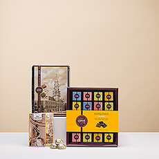 Op zoek naar een typisch Belgisch geschenk? Dan is de Belgische chocoladetoren van Corné Port-Royal het geschenk dat u nodig hebt. Deze geschenkset met fijne chocolade lekkernijen is gemaakt door de befaamde Belgische chocolatier met cacao van hoge kwaliteit en jarenlange ervaring in traditioneel chocolade vakmanschap.