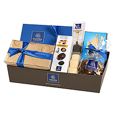 Verras chocoladeliefhebbers met een mooi gamma van Belgische pralines van Leonidas! Een elegante collectie van blauw-witte geschenkdozen die zorgvuldig worden ingepakt.