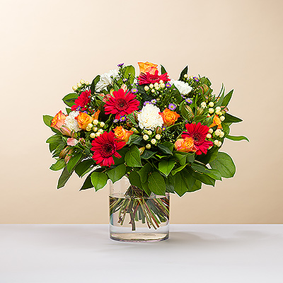 Le bouquet de saison est disponible en différentes tailles. Le bouquet ci-représenté présente le bouquet dans le format medium.