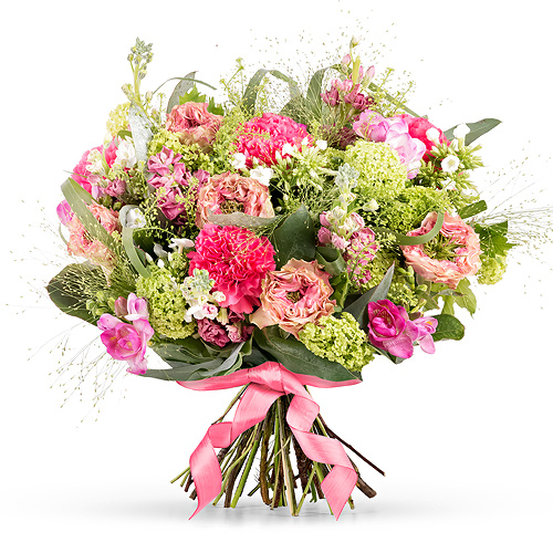 Bouquet De Fleurs Roses Pour La Fête Des Mères Luxe 40 Cm
