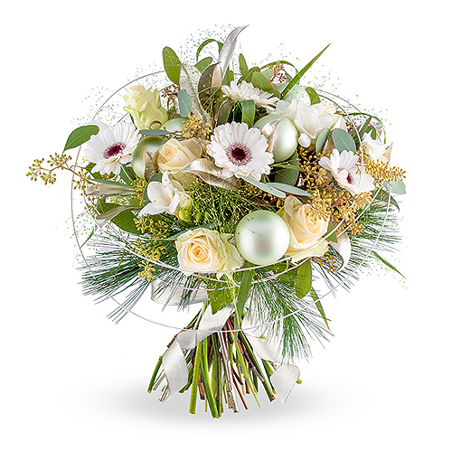 Bouquet de Noël Blanc 2018 Éclat Blanc Festif Prestige - 45 cm