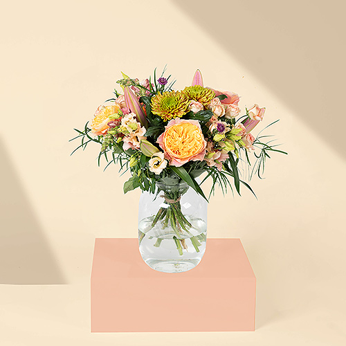 Zalmkleurig & Roze Mix Boeket Medium
