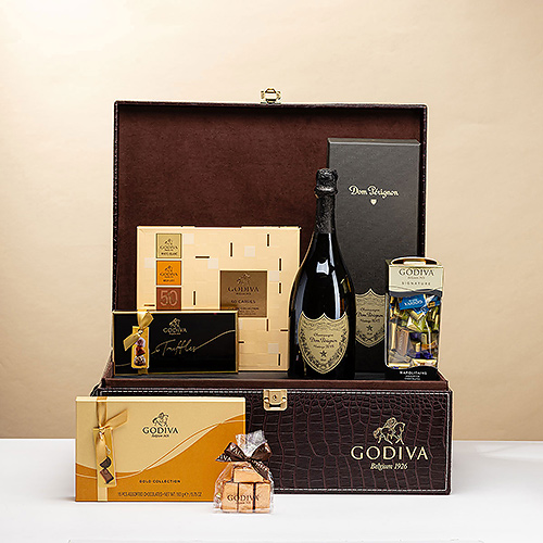 Godiva Luxurious Large Croco Hamper & Dom Pérignon Vintage Champagne