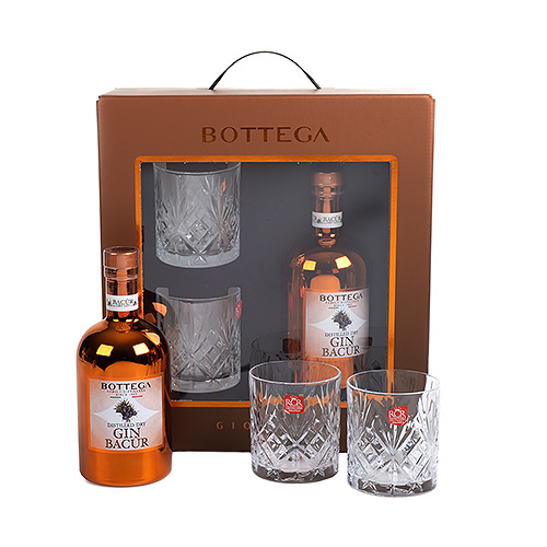Bottega Bauletto Gin 40% & Glasses Giftset , 50cl