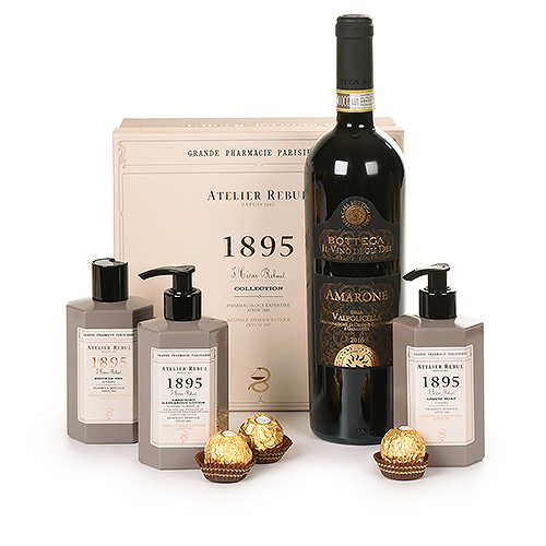 Atelier Rebul 1895 geschenkset, Amarone Valpolicella wijn & Ferrero Rocher