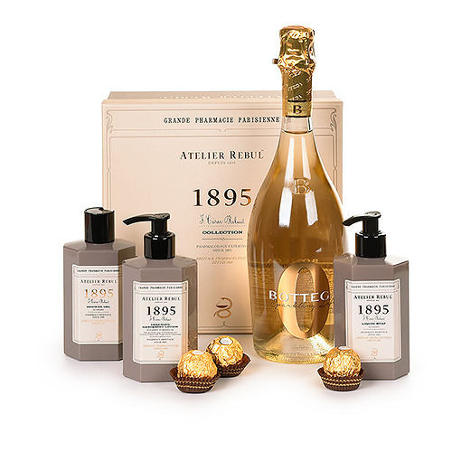 Atelier Rebul 1895 geschenkset, Bottega Zero Sparkling Life & Ferrero Rocher