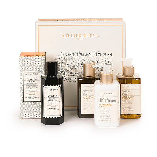 Atelier Rebul Lemongrass & Honey geschenkset met lichaamsolie