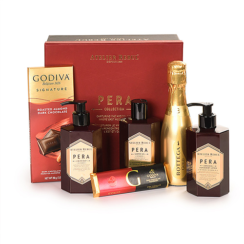 Atelier Rebul Pera geschenkset, Bottega prosecco & Godiva chocolade