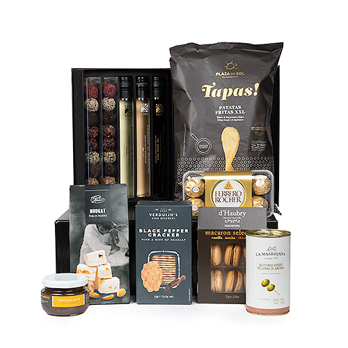 Aperitief geschenkdoos met wijntubes en truffels