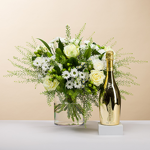 Bouquet Simply White & Prosecco Bottega Gold