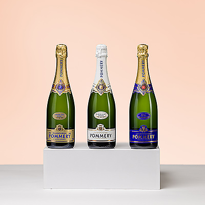 Découvrez le meilleur de la légendaire maison de champagne Pommery dans ce trio de bouteilles de 75 cl présentées dans un élégant coffret cadeau