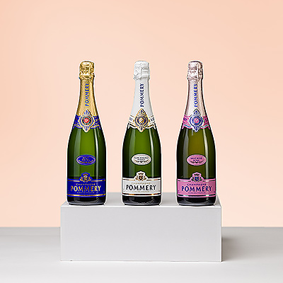 Nous vous présentons un impressionnant cadeau de dégustation de champagne, offert par la légendaire maison de champagne Pommery.