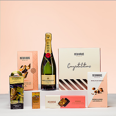 Envoyez vos &#34;félicitations&#34; avec une superbe collection de chocolats belges de qualité supérieure de Neuhaus et Godiva, accompagnés du champagne Moët & Chandon. C'est le moyen idéal de célébrer les occasions spéciales de la vie avec les amis, la famille et les partenaires commerciaux.