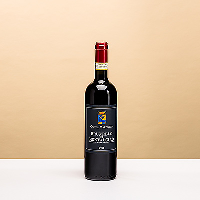 Le Castelli Martinozzi - Brunello di Montalcino est un vin rouge 100% Sangiovese de Montalcino, Italie. Ce vin rouge rubis, vif et harmonieux, présente un nez intense mais élégant, avec des arômes de violette et de musc.