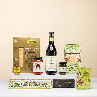 Panier Gourmand Italien & Vin Rouge Cadeau 