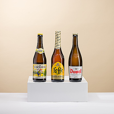 Offrez à votre amateur de bière préféré un trio de bières blondes belges.