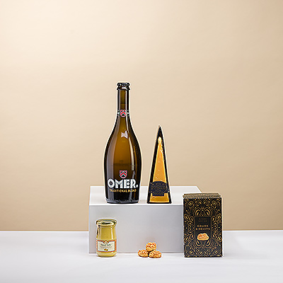 Savourez la combinaison parfaite de la bière belge Omer avec le fromage gouda hollandais Reypenaer V.S.O.P., la moutarde de Dijon et les délicieux biscuits au gouda.