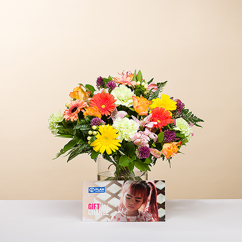 Bouquet saisonnier avec carte cadeau PLAN