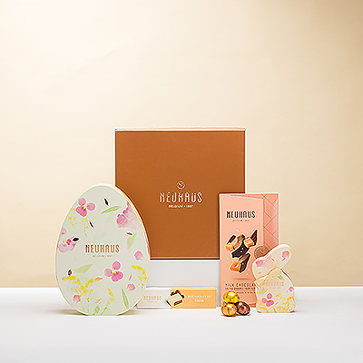Cette année, Pâques sera particulièrement joyeuse grâce à une magnifique collection de chocolats de Pâques Neuhaus dans de superbes tons printaniers de pêche et de vert printanier. Faites-les sauter de joie avec cette incroyable collection de chocolats belges de luxe et d'œufs de Pâques en chocolat !