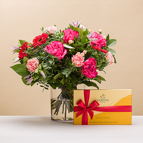 Bouquet Pretty in Pink avec chocolat Godiva