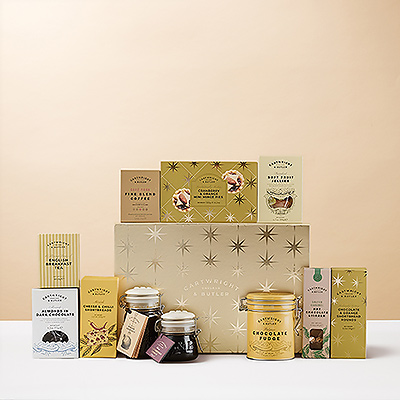 Découvrez ce coffret cadeau Cartwright & Butler garni de délicieuses spécialités britanniques, de thé, de café et de gourmandises salées. Un luxueux cadeau gourmand pour toutes les occasions spéciales.