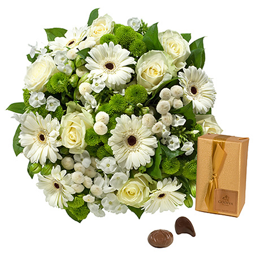 Bouquet Simplement Blanc & Godiva 200 g