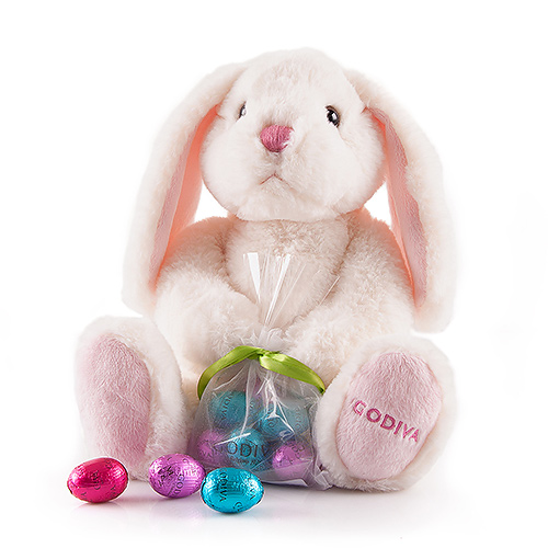 Godiva Lapin de Pâques en Peluche & 8 Oeufs de Pâques