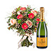 Boeket seizoensbloemen & champagne Veuve Clicquot Brut [01]